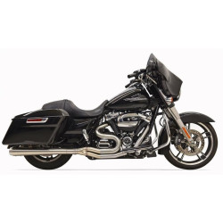PartzBiz HD DS18002200 - Bassani Stainless Road Rage III 2 into 1 Short Straight Muffler Harley 17-19 FLH 1F28SS