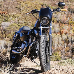 PartzBiz HD DS06015651 - Bitlwell 6009-2016 1 ” Tracker High Smooth Slotted Black Handlebar Harley Metric Custom 0601-5123 06015123 davidson sx650 shadow virago vulcan intruder bobber chopper มอเตอร์ไซค์