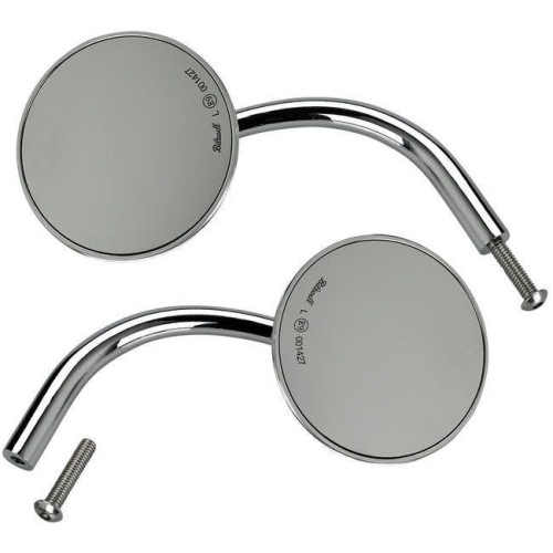 PartzBiz HD: 4422169-Biltwell 6503-400-532 Chrome Perch Mount 4" Round Utility Mirror for Harley Metric Custom Chopper Vintage Street Motorcycle Yamaha Ducati kawasaki suzuki front back left right side view 0640-1329 06401329