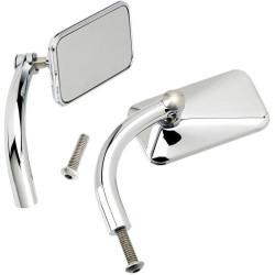 PartzBiz HD DS06401001 - Biltwell Chrome Square Utility Mirrors Perch Mount 4 Harley Metric Custom (pr) | UP-REC-HD-CP