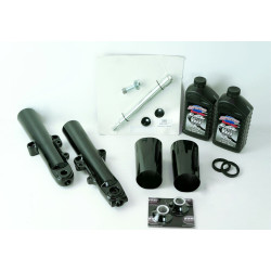 PartzBiz HD EPC-49-BLK-PACK - แพ็คเกจขาส่วนบนและล่างส่วนหน้าสีดำ 49 มม. พร้อมเพลาฟลัช Harley 14-21 FLH/T