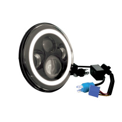 PartzBiz HD MU11002 - Black 7" LED Daymaker Style Headlight w/ Halo 11002 94-17 Harley Touring Softail