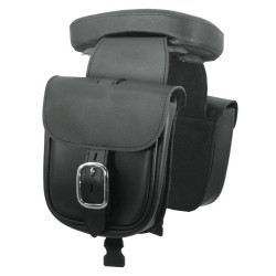 PartzBiz HD MU27396 - Black Leather Removable Pillion Pad & Saddlebags for Harley & Custom Use 27396