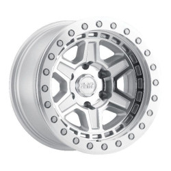 PartzBiz HD BRW-1785REN-85127S71 - ล้อแรดดำ Reno Beadlock สีเงิน 17X8.5 5X5 5X127 -ขอบออฟเซ็ต 38 มม. Jeep Wrangler JK JL JT Grand Cherokee WJ WK WK2 Commander ล้อขอบอัพเกรด 5x127 5 Lug Offroad 4x4