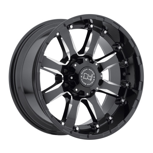 PartzBiz HD: 4421907-ล้อแรดดำ Sierra Black & Milled 17X9 5X5 5X127 ET -ขอบออฟเซ็ต 12 มม. Jeep Wrangler JK JL JT Gladiator Grand Cherokee WJ WK WK2 Commander ล้อขอบอัพเกรด 5x127 5 Lug Offroad 4x4
