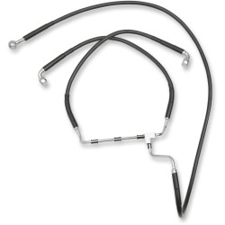 PartzBiz HD DS17413978 - Black Vinyl Extended Length Front Brake Line Harley 14-15 Non ABS Plus 4 - 1741-3978