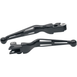 PartzBiz HD DS06100221 - Drag Satin Black Slotted Wide Hand Levers Brake Clutch Harley 08-13 Touring | 0610-0221