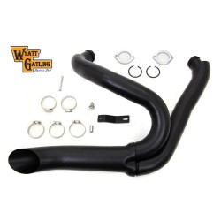 PartzBiz HD VT30-0769 - Black Wyatt Gatling 2 into 1 Exhaust Lake Pipe Header Harley Chopper 18mm O2 PartzBiz HD VT30-0769 - Black Wyatt Gatling 2 into 1 Exhaust Lake Pipe Header Harley Chopper 18mm O2
