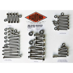 PartzBiz HD DS24010840 - Diamond Engineering OEM Polished Stainless Steel Engine Bolt Kit Dyna FXD 99-05 | DE6513HP