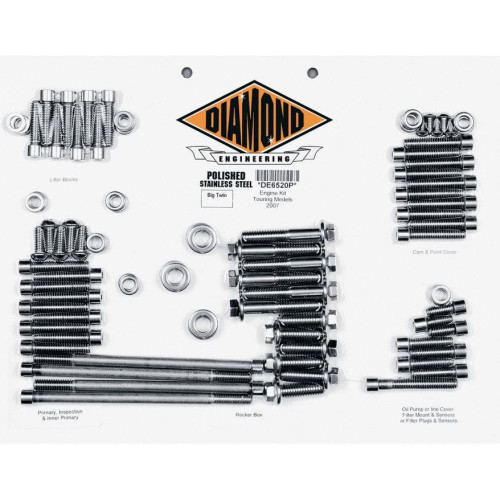 PartzBiz HD: 4421857-Diamond Engineering OEM Polished Stainless Steel Engine Bolt Kit FLH 07-15 | DE6520P