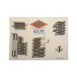 PartzBiz HD DS24010248 - Diamond 12 Point Polished Stainless Steel Engine Bolt Kit Softail & Dyna 06-15 | PB605S