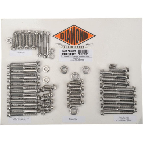 PartzBiz HD: 4421862-Diamond Engineering 12 Point Polished Stainless Steel Engine Bolt Kit XL 04-15 | PS819S