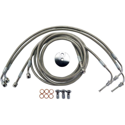 PartzBiz HD: 4421729-La Choppers สแตนเลสสายเบรคหน้าสำหรับ Harley 08-13 FLTR ABS 18-20 Bars-LA-8050B19
