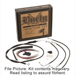 PartzBiz HD B30-1048 - Burly Black Vinyl Extended Cable Kit for 13" Bars Harley Touring W/ABS Non CVO | B30-1048