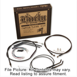 PartzBiz HD B30-1067 - Burly Black Vinyl Extended Cable Kit for 12" Handlebars Harley Dyna FXD 12-14 | B30-1067