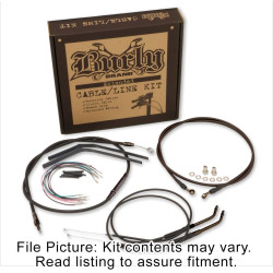 PartzBiz HD B30-1074 - Burly Black Vinyl Extended Cable Kit for 18" Gorilla Bars Harley FLST 11-14 | B30-1074