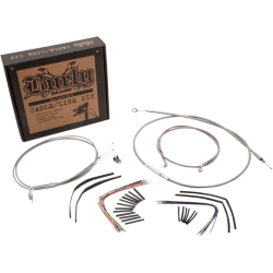 PartzBiz HD B30-1088 - Burly Braided Stainless Steel Cable/Line Kit For 14" Apehangers Harley FLHR/I/CI/S/SI & FLTR With Cruise 2007  | easternperformance.com