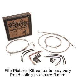 PartzBiz HD B30-1050 - Burly Braided Stainless Steel Cable/Line Kit For 14" Apehangers Harley FLST/C/F/N 2007-2010  | easternperformance.com