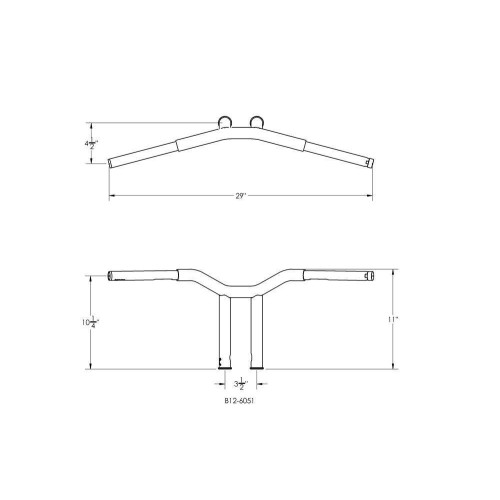 PartzBiz HD: 4421560-Burly Brand Gloss Black Dominator Bars Raked 10 Rise Internal Wiring Harley Fit