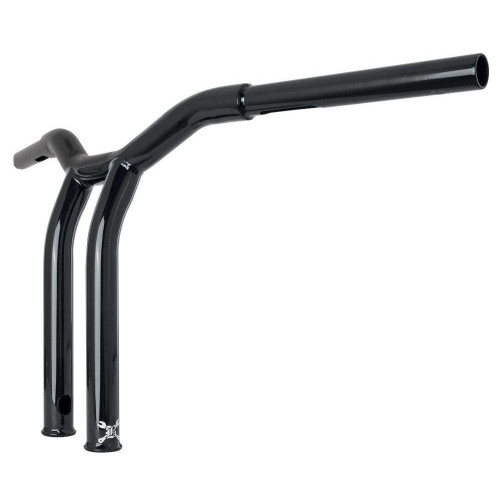 PartzBiz HD: 4421561-Burly Brand Gloss Black Dominator Bars Raked 12 Rise Internal Wiring Harley Fit