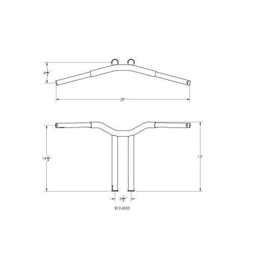 PartzBiz HD: 4421562-Burly Brand Gloss Black Dominator Bars Raked 14 Rise Internal Wiring Harley Fit