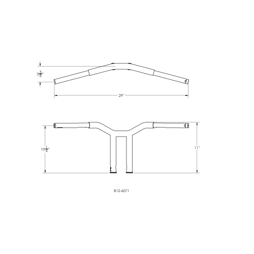 PartzBiz HD: 4421563-Burly Brand Gloss Black Dominator Bars Straight 10 Rise Internal Wiring Harley Fit
