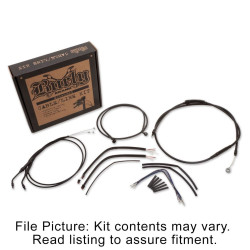 PartzBiz HD B30-1004 - Burly Black Vinyl Extended Cable Kit 14" Bars Harley Sportster 07-13 Single Disc | B30-1004