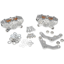 PartzBiz HD PM0052-4008-CH - Performance Machine PM Chrome Vintage Dual Front Brake Caliper Harley 11.8 | 0052-4008-CH