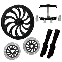 PartzBiz HD CALYPSO-DUAL-BLK-KIT-PCKG - Calypso Black 23" Wheel Tire Dual Rotors w/ Raked Triple Trees Lowers & Sliders | CALYPSO-DUAL-BLK-KIT-PCKG