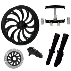 PartzBiz HD CALYPSO-SNGL-BLK-KIT-23PCKG - Calypso Black 23" Wheel Tire Single Side w/ Raked Triple Trees Lowers & Sliders | CALYPSO-SNGL-BLK-KIT-23PCKG