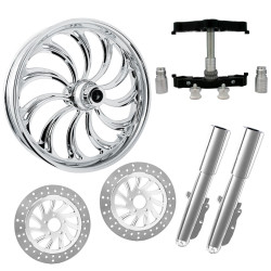 PartzBiz HD CALYPSO-DUAL-CHR-KIT-PCKG - Calypso Chrome 23" Wheel Tire Dual Rotors w/ Raked Triple Trees Lowers & Sliders | CALYPSO-DUAL-CHR-KIT-PCKG