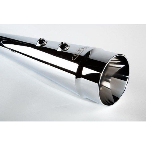 PartzBiz HD: 4421382-Cary Faas CFR 4 1/2" Chrome All Smooth Megaphone Tapered Mufflers Harley FL 2017 | FLH001-7C