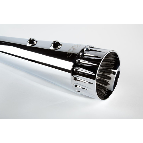 PartzBiz HD: 4421384-Cary Faas CFR 4 1/2" Chrome Fluted / Fluted Megaphone Tapered Mufflers for Harley Touring Models  | FL008DFC
