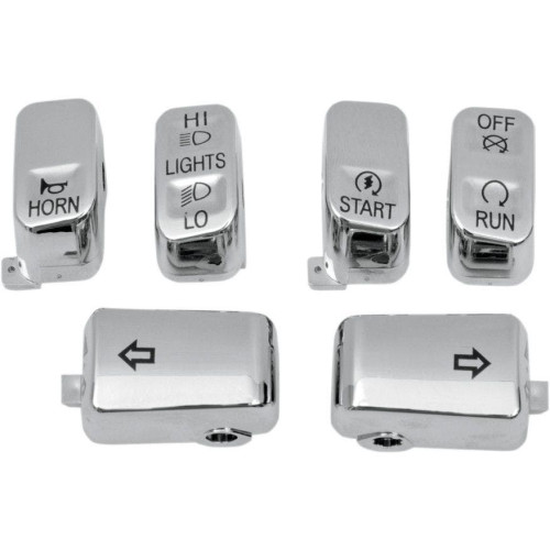 PartzBiz HD: 4421395-CCI Chrome 6 Piece Handlebar Control Switch Key Cap Set Dyna Softail XL FLHT | 659350 PartzBiz HD: 4421395-CCI Chrome 6 Piece Handlebar Control Switch Key Cap Set Dyna Softail XL FLHT | 659350