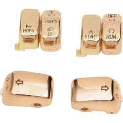 PartzBiz HD 659351 - CCI Gold 6 Piece Handlebar Control Switch Key Cap Set Dyna Softail XL FLHT | 659351