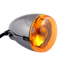 PartzBiz HD DS8510A - Chris Products 8500A-BN Black Nickel Amber Bullet Style Universal 12V Motorcycle Turn Signal Assembly Individual Light Blinker Flasher Orange Harley Metric Custom Power Sports