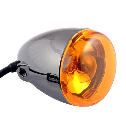 PartzBiz HD: 4421368-Chris Products 8500A-BN Black Nickel Amber Bullet Style Universal 12V Motorcycle Turn Signal Assembly Individual Light Blinker Flasher Orange Harley Metric Custom Power Sports