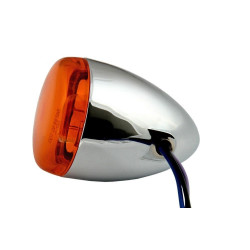PartzBiz HD DS8501A - Chris Products 8501A Chrome Amber Bullet Style Universal 12V Motorcycle Turn Signal Assembly Individual Light Blinker Flasher Orange Harley Metric Custom Power Sports
