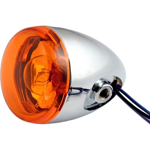 PartzBiz HD: 4421372-Chris Products 8887A Chrome Amber Bullet Style Universal 12V Motorcycle Turn Signal Assembly Individual Light Blinker Flasher Orange Harley Metric Custom Power Sports