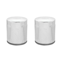 PartzBiz HD 22-250 x2 - Chrome 10 Micron Oil Filter x2 Custom Chrome Harley Twin Cam M8 Repl 63798-99 22-250