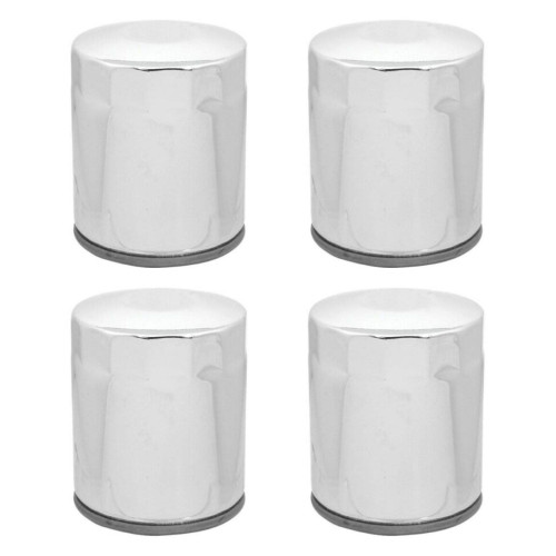 PartzBiz HD: 4421345-Chrome 10 Micron Oil Filter x4 Custom Chrome Harley Twin Cam M8 Repl 63798-99 22-250 PartzBiz HD: 4421345-Chrome 10 Micron Oil Filter x4 Custom Chrome Harley Twin Cam M8 Repl 63798-99 22-250