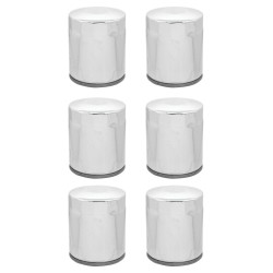 PartzBiz HD 22-250 x6 - Chrome 10 Micron Oil Filter x6 Custom Chrome Harley Twin Cam M8 Repl 63798-99 22-250