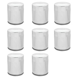 PartzBiz HD 22-250 x8 - Chrome 10 Micron Oil Filter x8 Custom Chrome Harley Twin Cam M8 Repl 63798-99 22-250