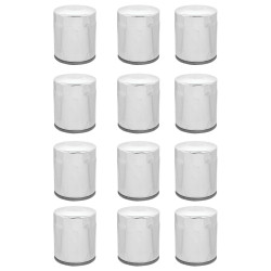 PartzBiz HD 22-250 X12 - Chrome 10 Micron Oil Filter x12 Custom Chrome Harley Twin Cam M8 Repl 63798-99 22-250