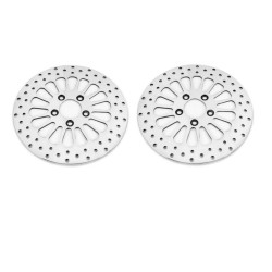 PartzBiz HD M-RT-1100 x2 - Chrome 11.8" Spoke Front Brake Rotors Pair Harley Dyna Street Road Glide 08-Up