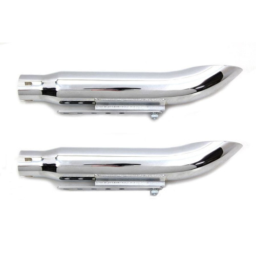 PartzBiz HD: 4421356-Chrome 16" Turn Out Slip-On Muffler Set Harley Davidson & Custom Chopper 30-0784