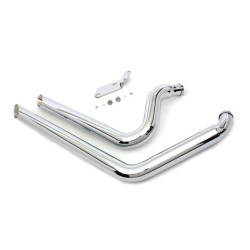 PartzBiz HD VT30-0556 - EPC Great Price. Free Shipping. Chrome 2 1/4" Side Slash Style Drag Exhaust Pipe Set Harley Softail FXST 