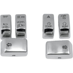 PartzBiz HD DS06160152 - Drag Chrome 6 Piece Handlebar Control Switch Key Cap Set Harley Softail 2011 | Drag Specialties