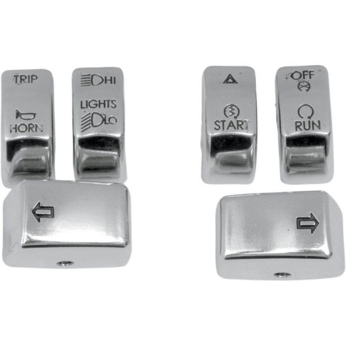 PartzBiz HD: 4421281-Drag Chrome 6 Piece Handlebar Control Switch Key Cap Set Harley Softail 2011 | Drag Specialties