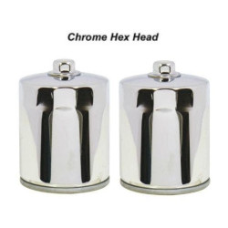 PartzBiz HD MU87180 (x2) - Chrome Hex Head Oil Filter 4 Pack 87180 Harley Big Twin XL Repl. 63798-99A 